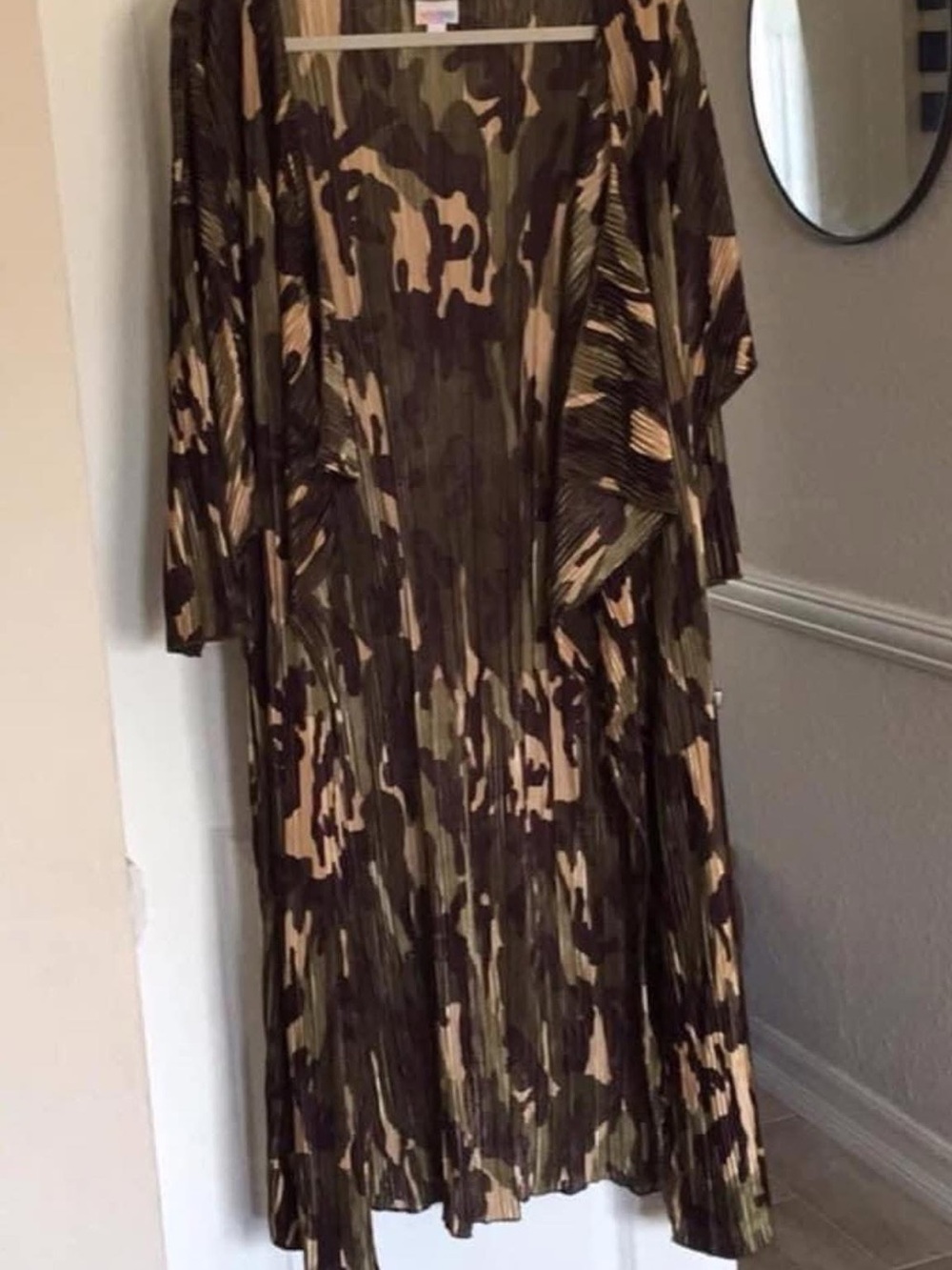 LuLaRoe Camouflage Cardigan in Olive and Brown